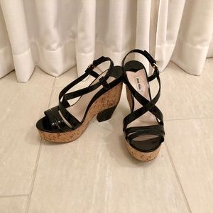 Miu Miu Black Patent and Cork Platform Heel Size 41